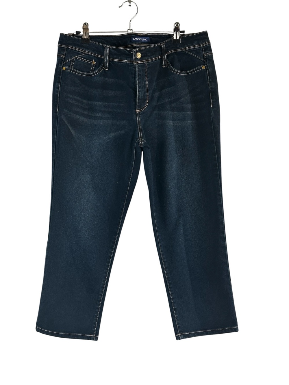 Bandolino Selene Women’s Dark Wash Capri Jeans Size 10 Stretch Cropped